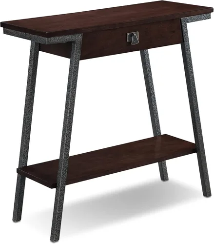 Vista 16 de Leick Home 214338 Empiria Mesa consola de madera con marco de metal para sala de estar, entrada, dormitorio, gris