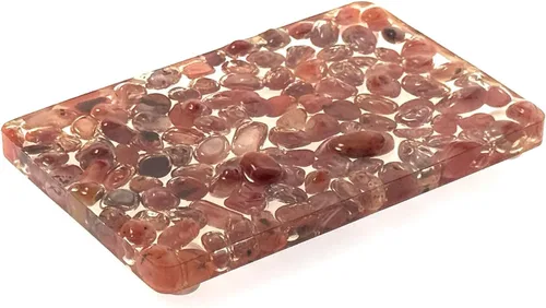 Vista 15 de Jabonera rectangular hecha a mano con piedras para decoración de ducha y baño, bandeja de jabón natural para mantener el jabón seco, accesorios