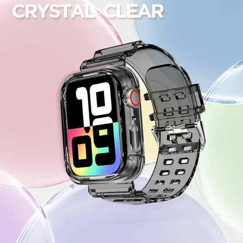 Vista 167 de DABAOZA - Correa transparente compatible con Apple Watch con estuche protector, correa deportiva de TPU con brillo para mujeres y hombres