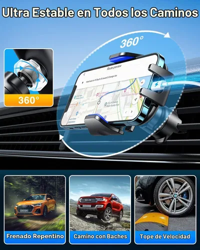 Vista 8 de VANMASS [Verdad Grado Militar] Soporte para teléfono de coche [Mejor succión y clip] Soporte para teléfono celular para salpicadero, rejilla