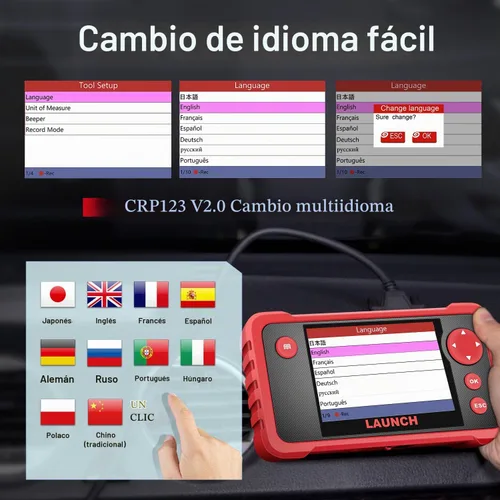Vista 10 de LAUNCH CRP123 V2.0 Elite Escáner OBD2, herramienta de diagnóstico para auto 2025 Nuevo motor/ABS/SRS/transmisión con restablecimiento
