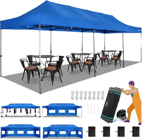 Vista 24 de COBIZI Tienda de campaña desplegable de 6.6 x 6.6 pies, toldo resistente, fácil de instalar, impermeable, para exteriores, fiestas, playa, jardín