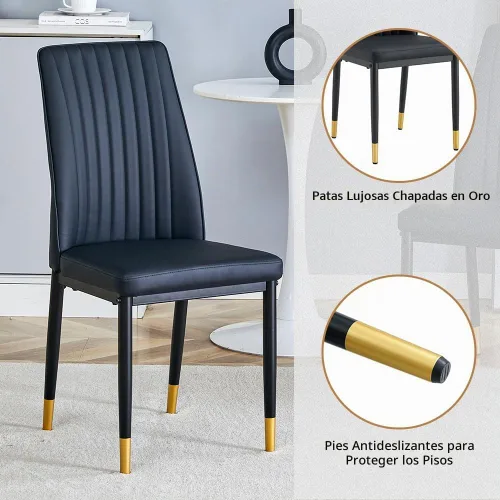 Vista 7 de Juego de mesa de comedor moderno para 6, juego de mesa de cocina y sillas de mármol para 6, mesa de cocina rectangular con 6 sillas tapizadas