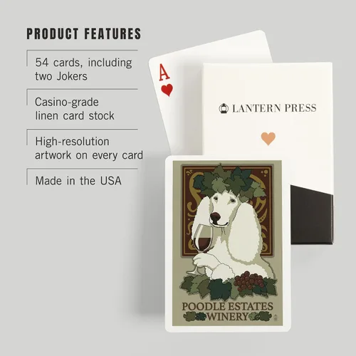 Vista 3 de Lantern Press Caniche, anuncio retro de bodega (52 cartas de juego, baraja de cartas de tamaño póquer con comodines)