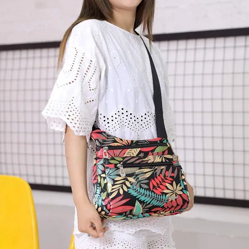 Vista 4 de Bolsa de nailon multibolsillos para mujer, cruzada, bolsa-monedero, para viajes
