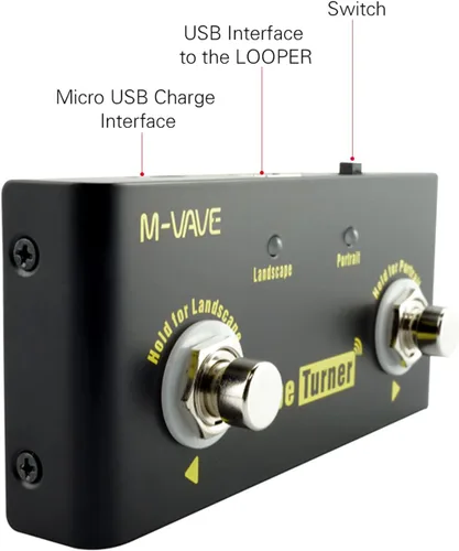 Vista 5 de Cubo Turner Page Turner Pedal Recargable Music Sheet Turner Soporta Conexión Looper