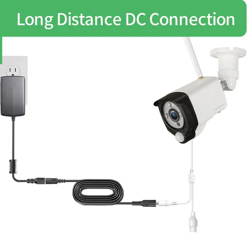 Vista 4 de Cable de extensión de alimentación CC de 3.3 pies de 3.3 ft, 0.217 in x 0.083 in, para cámara de CCTV, cámara IP WiFi, DVR, tira LED, adaptador