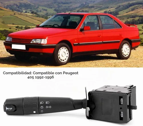 Vista 2 de Interruptor de señal de giro para faros delanteros, limpiaparabrisas multifunción compatible con Peugeot 405 1992-1996 Reemplazo directo para OE