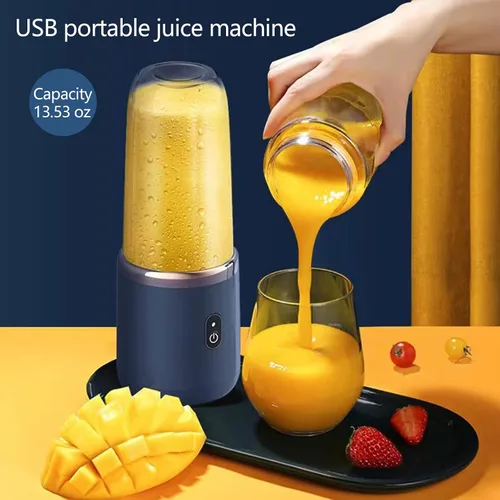 Vista 2 de Multifunctional Juicer Home Small Portable Wireless USB Charging Mini Juice Cup Juice Maker Fruit Juicer Cup Blue