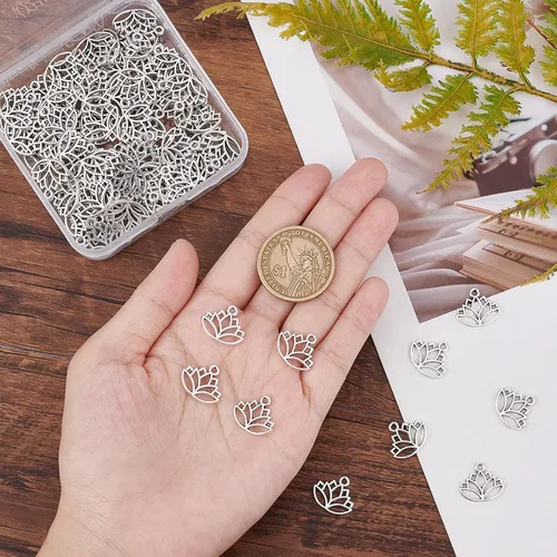 Vista 3 de SUNNYCLUE 100 dijes de loto y chakras de aleación para hacer joyas, aretes, collares, accesorios de pulsera para mujeres adultas, manualidades