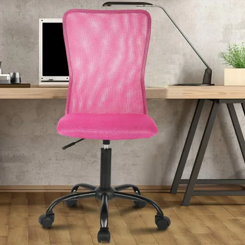 Vista 7 de Silla de oficina, silla de computadora con soporte lumbar, ergonómica, respaldo medio, malla ajustable, altura ajustable, silla giratoria sin