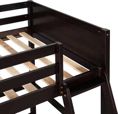Vista 8 de Harper & Bright Designs Marco de cama individual tipo loft para niños con escalera angular, cama alta de madera para adolescentes, niñas, niños,