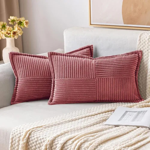 Vista 81 de MIULEE - Juego de 2 fundas de almohada beige de 12 x 12 pulgadas con entretejido, fundas de almohada a rayas bohemias supersuaves con textura