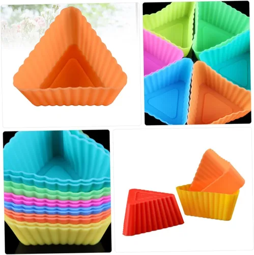 Vista 5 de Ciieeo 20 piezas de taza triangular para muffins, tazas de postre, moldes de pastelería, moldes para magdalenas, moldes para hornear bricolaje