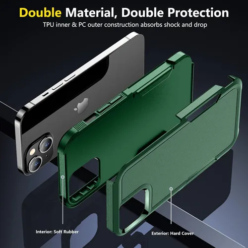 Vista 6 de SPIDERCASE Funda para iPhone 14/Funda para iPhone 15, [Protección contra Caídas de Grado Militar de 15 PIES][Antideslizante] Paquete de 2