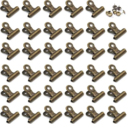 Vista 7 de Pinzas Bulldog con agujero para pasador, clips de archivo de papel con resorte fuerte, clips de metal pequeños, abrazaderas de sellado para bolsas