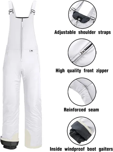 Vista 6 de GEMYSE Overol con peto de esquí impermeable aislado para mujer pantalones de snowboard de invierno