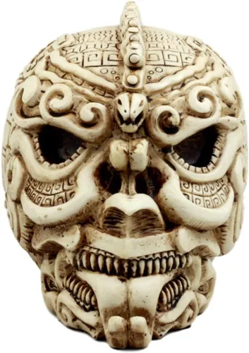 Vista 3 de Ebros Gift Estatua de calavera de cráneo de serpiente de Quetzalcóatl azteca de Halloween