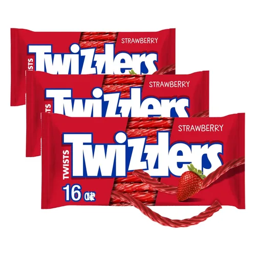 Vista 10 de Twizzlers Twists, caramelo de regaliz con sabor a fresa estilo masticable, bolsa de 16 oz
