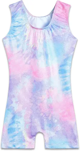 Vista 2 de TENVDA Gymnastics Leotards for Girls 2-12 Years Old Sparkly Multicolor Kids Tumbling Biketards Unitard