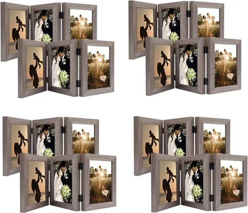 Vista 12 de Golden State Art - Marco decorativo con bisagras para mesa, escritorio, 3 aberturas verticales, con cristal real