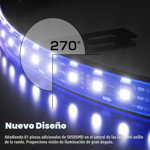 Vista 2 de Luces de rueda SUNPIE para camiones, luz de borde RGB secuencial universal de 15.5 pulgadas para automóvil - Luz de giro de ángulo amplio, luz