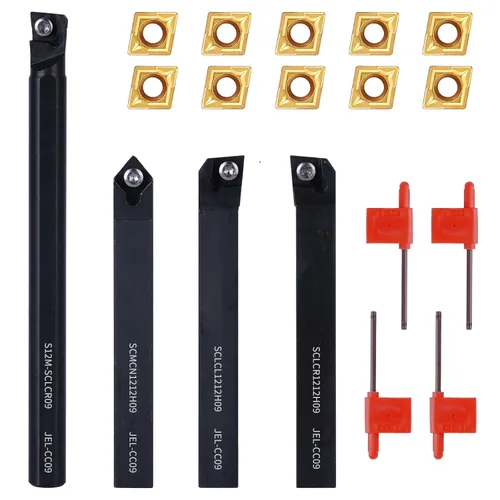 Vista 8 de Herramienta de torneado de torno indexable de 1/2 pulgadas y 0.472 in, kit de 12 piezas, 2 piezas de soporte de herramientas de torno de metal