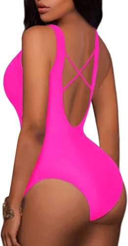 Vista 4 de Aqua Eve - Traje de baño de una pieza para mujer escote en V profundo y cortes