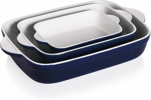 Vista 27 de Sweejar Plato de Cerámica para Hornear, Bandeja Rectangular Pequeña para Hornear con Asas Dobles, 20 Oz para Cocinar, Brownie, Cocina, 6.5 x 4.9 x