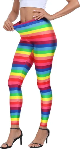 Vista 5 de HDE Leggings de entrenamiento con diseño de moda. Divertidos estampados impresos con gráficos de moda