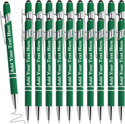 Vista 73 de Bolígrafos personalizados a granel grabados personalizados con punta de lápiz capacitivo, bolígrafos personalizados de tinta negra, regalos
