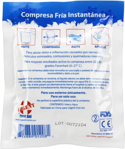 Vista 2 de Paquete frío instantáneo, 5" x 6" (4" x 5" área fría) - Compresas frías desechables: no requiere enfriamiento - Apriete y agite para un tratamiento