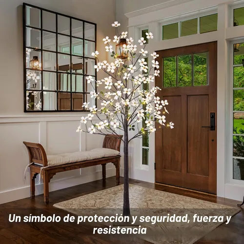 Vista 4 de Lightshare Árbol de Flores de Cornejo Iluminado de 6 Pies, Planta Artificial de 120L con Bayas, Luces Blancas Cálidas para Primavera, Decoración