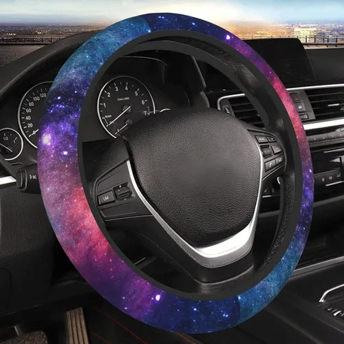 Vista 10 de Funda de volante para auto, universal de 15 pulgadas, de neopreno, con diseño de luna, sol y galaxia espacial, para interior, accesorios de 17