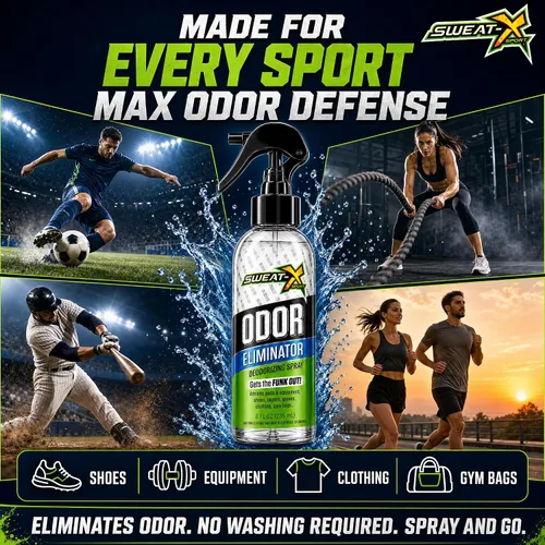 Vista 3 de Spray eliminador de olores SWEATX, Active Fresh, 8 onzas líquidas Para zapatos, ropa, ropa deportiva y todos los días