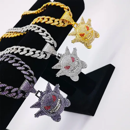 Vista 5 de MFJFHK Miami - Cadena de eslabones cubanos para hombre, chapado en oro dorado, collar de hip hop, cadena de diamantes para hombre, joyería de hip