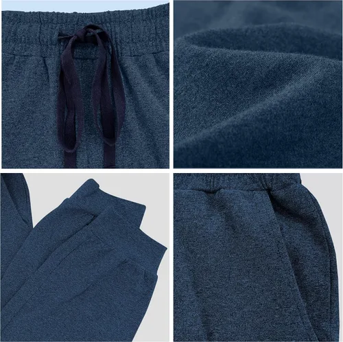 Vista 5 de COLORFULLEAF Pantalones deportivos para hombre, pantalones de pijama de algodón, ligeros, casuales, suaves, pantalones de descanso, pantalones