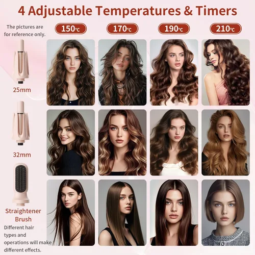 Vista 3 de INK-EEZE 3 in 1 Auto Rotating Curler Set, 32mm/25mm & Straight Comb