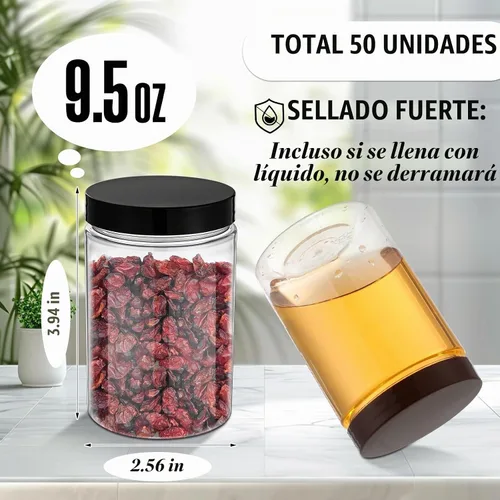 Vista 2 de Mifoci - 50 tarros de plástico transparente de boca ancha, 2.56 pulgadas