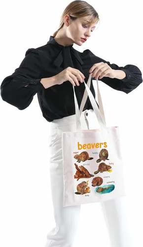 Vista 4 de MNIGIU Bolsa de mano de castor - Regalo para amantes de los animales