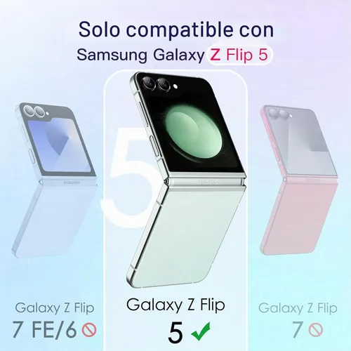 Vista 2 de JETech Funda para Samsung Galaxy Z Flip 5, antiamarilleo, transparente