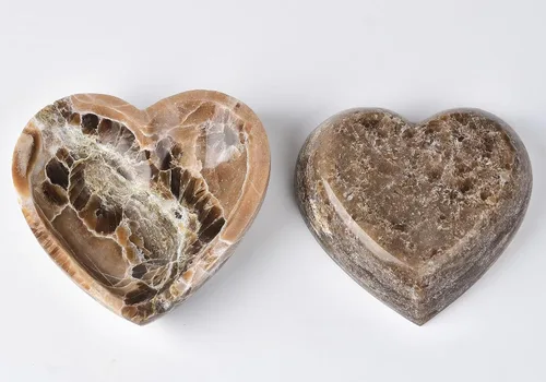 Vista 4 de AMOYSTONE Cuenco de corazón de jaspe natural de Marruecos de 5.5 pulgadas, plato de corazón de ágata marroquí, cuenco de cuarzo de cristal