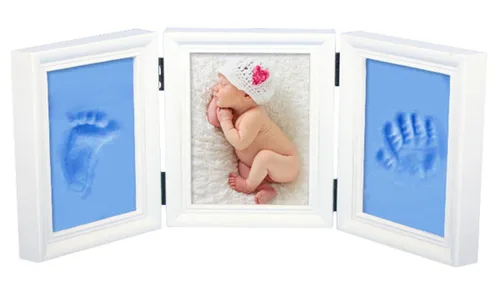 Vista 12 de Kit de huellas de manos para bebés y marco de fotos para niños o recién nacidos, caja de recuerdos para niños y niñas (marco de café clásico, blanco)