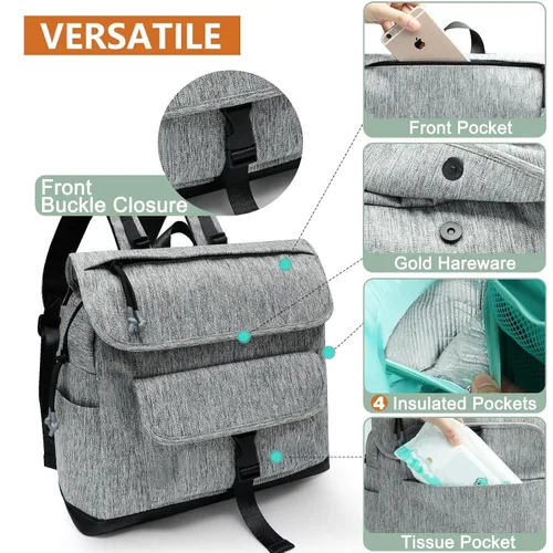 Vista 9 de MOMINSIDE Mochila para pañales, mochila de cuero para mamá papá, bolsa de viaje grande para niños y niñas, se adapta a portátiles de 15 pulgadas, 4