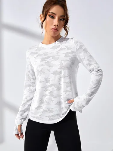 Vista 5 de SweatyRocks Camiseta deportiva ligera de manga larga para mujer, camiseta deportiva con espalda cruzada para yoga