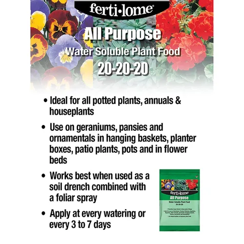 Vista 3 de Fertilome (11721) Alimento vegetal soluble en agua para todo propósito 20-20-20 (1.5 lb.) 20-20-20 equilibrado NPK soluble en agua - Acción rápida