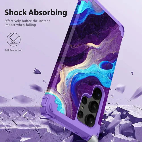 Vista 2 de Hocase para Galaxy S23 Ultra, Funda Protectora Híbrida de Dos Capas de Plástico Duro y Silicona Blanda Resistente a Golpes para Samsung Galaxy S23