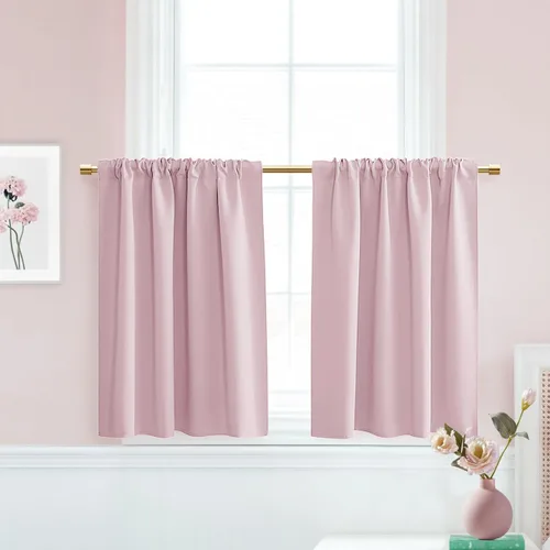 Vista 15 de PANELSBURG - Cortinas de cocina para ventanas, cortinas cortas térmicas aisladas de invierno para puerta con ventana, 24 pulgadas de largo, beige