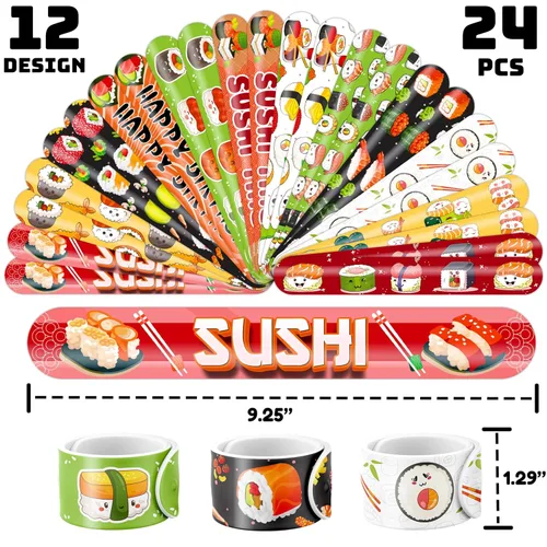 Vista 3 de 48 piezas de decoraciones de fiesta de sushi, tatuajes temporales