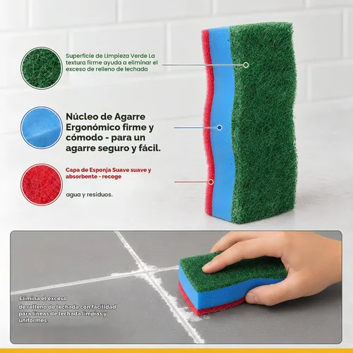Vista 6 de Kit de reparación de lechada de azulejos – Relleno de lechada blanca de 14 oz para juntas de azulejos de paredes y pisos con espátula y esponja